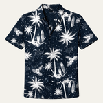 The Ridgewind Men’s Retro Tropical Coconut Print Hawaiian Beach Shirt