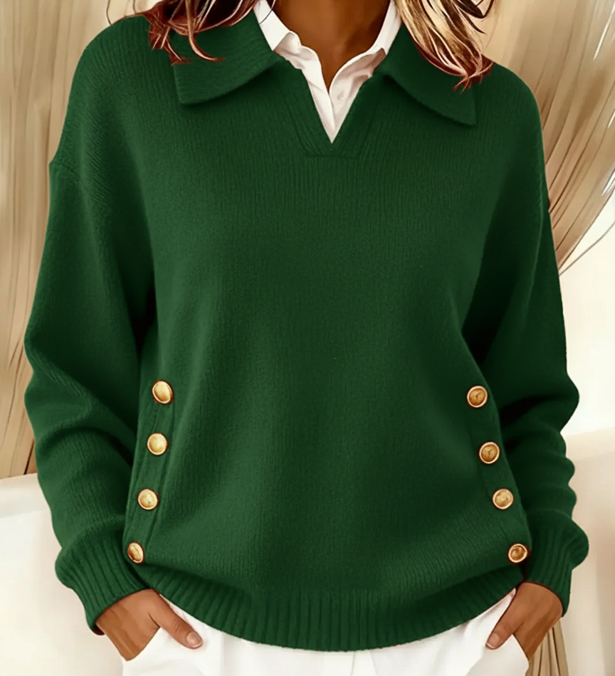 Vynette - V-Neck Jumper with Collar