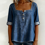 Marceline | Square Collar Denim Shirt – view 3