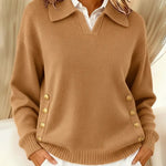 Vynette V-neck jumper with collar | Ellie Dublin
