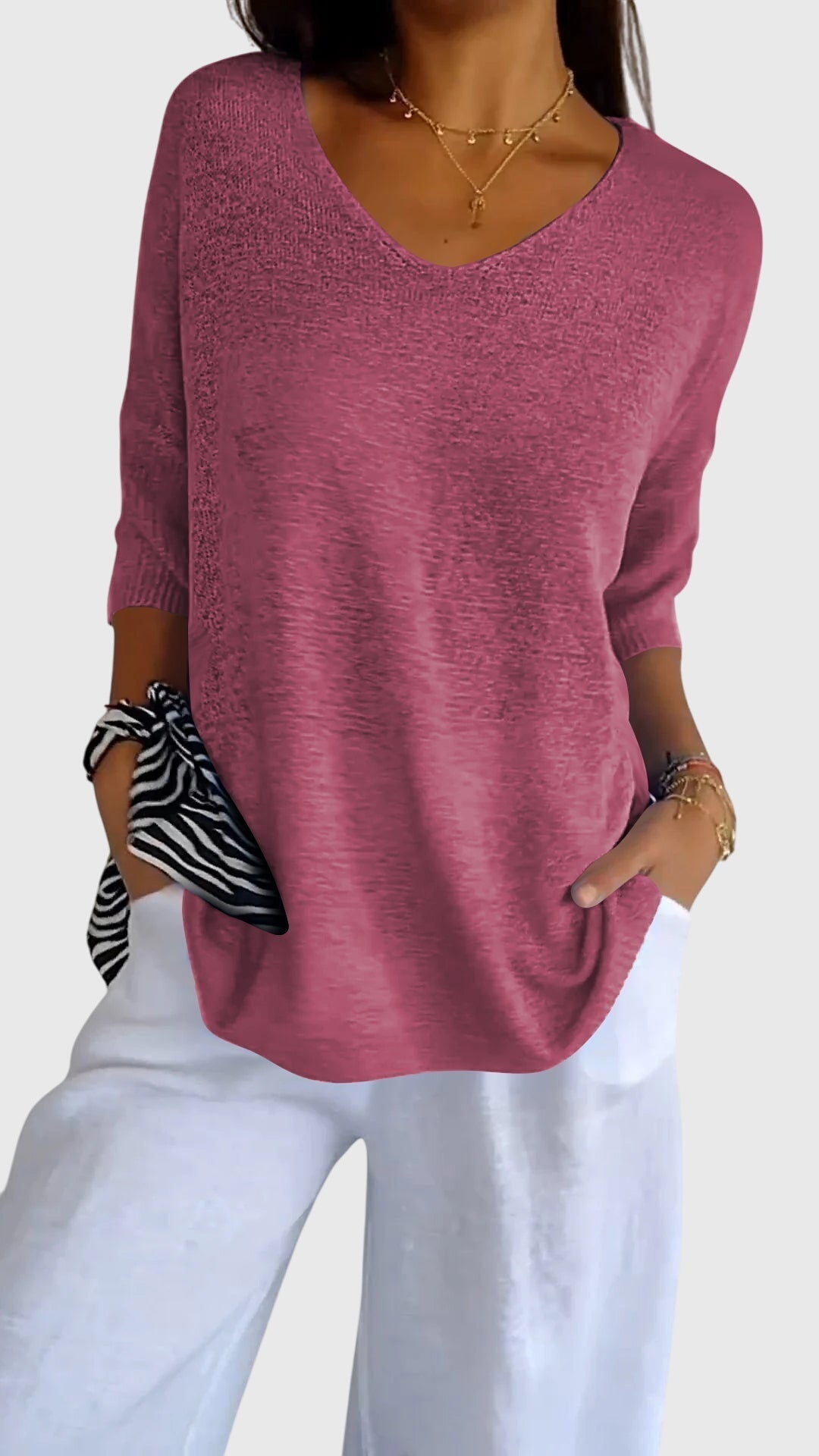 Caroline | Stylish V-Neck Blouse – view 5