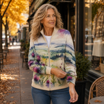 Siofra tartan landscape zip cardigan for women | Ellie Dublin