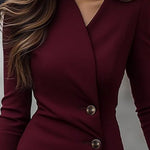 Eva | Burgundy Buttoned Midi Wrap Dress – view 4