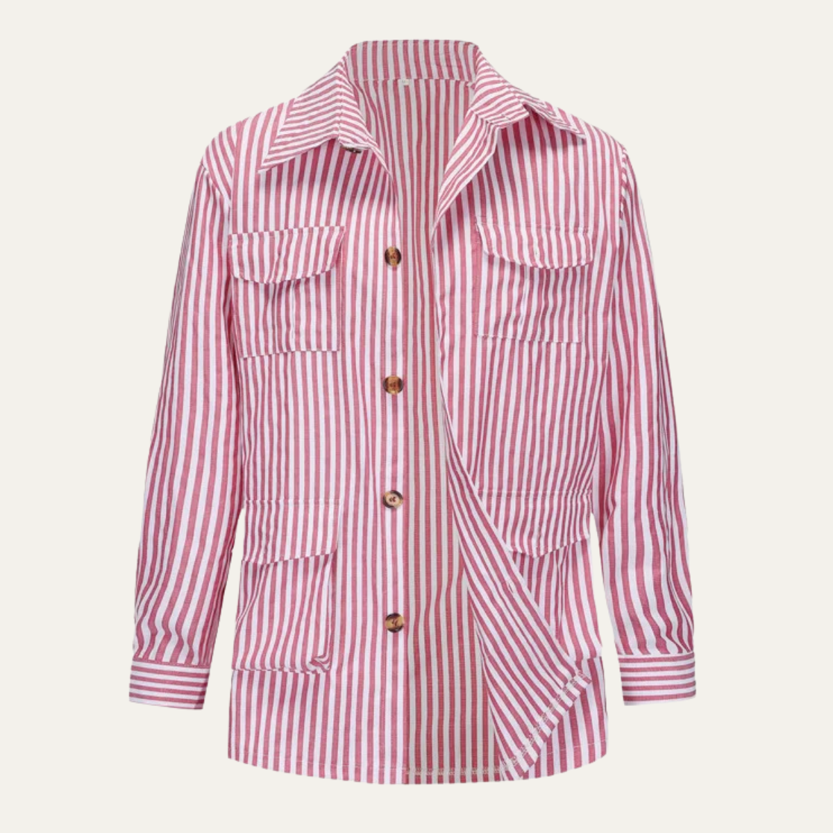 The Bramblewood Men’s Streetwear Striped Button-Down Shirt with Pockets – view 10