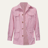 The Bramblewood Men’s Streetwear Striped Button-Down Shirt with Pockets – view 10