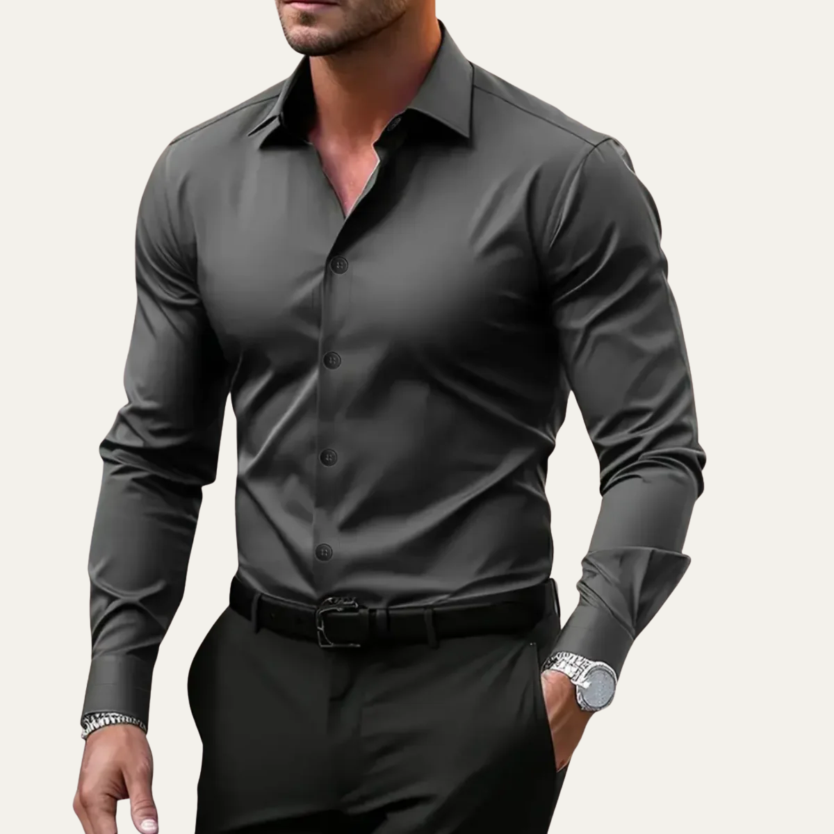 The Hawthorne Men’s Stretch Button Up Slim Fit Dress Shirt – view 7