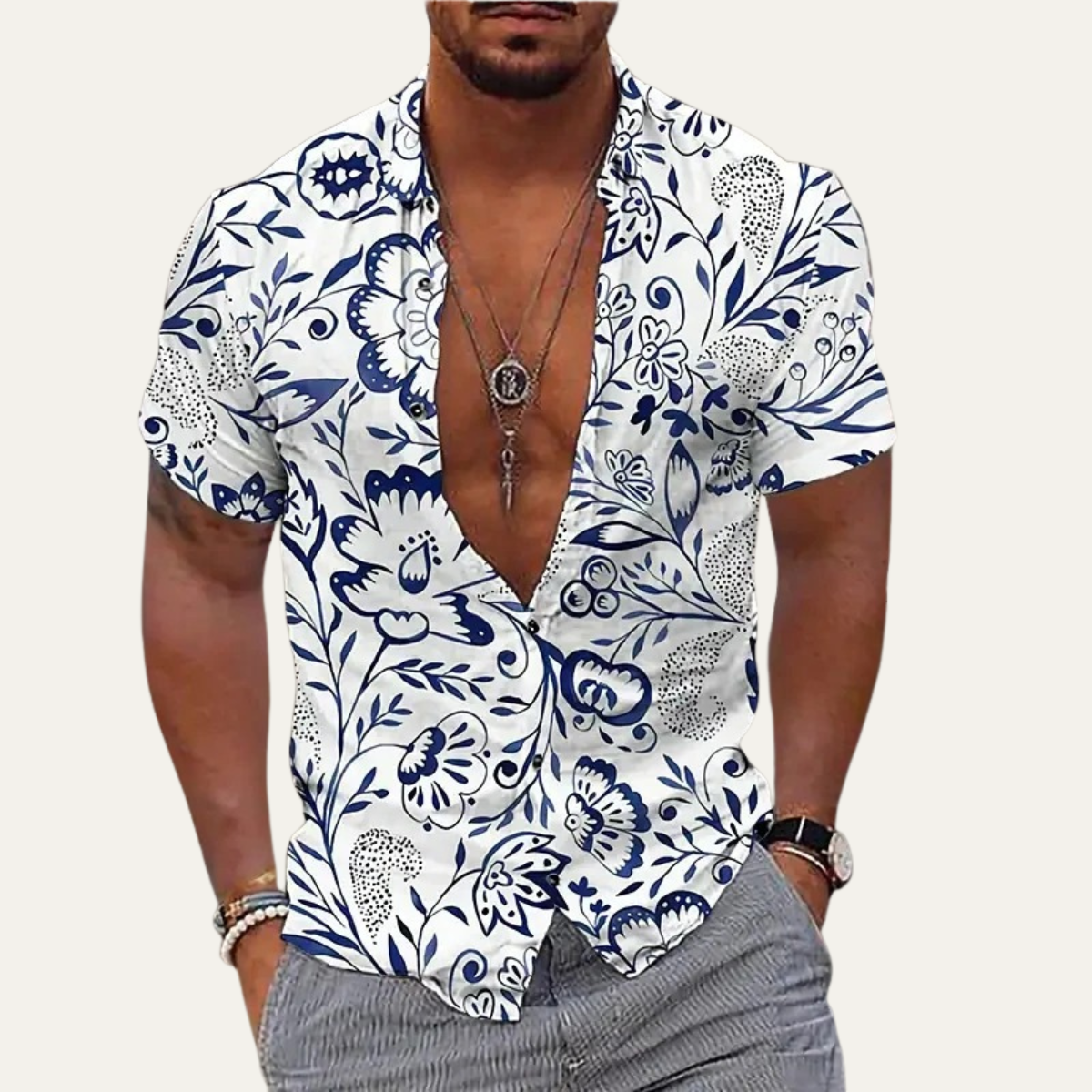 The Glencrest Park Men’s Timeless Tropical Coconut Print Hawaiian Beach Shirt – view 4