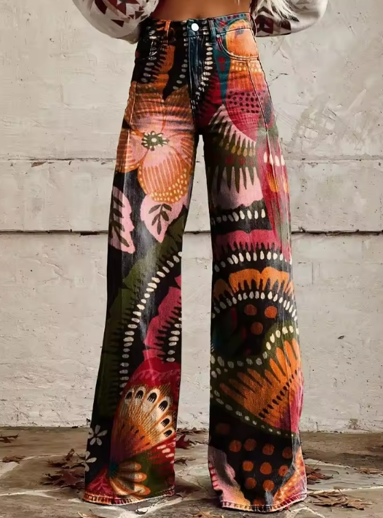 Laure | Comfortable Organic Print Trousers