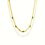 Sorella Gem Vintage-Inspired Double Layer Necklace in Gold