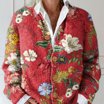 Vintage floral art print buttoned cardigan for women | Ellie Dublin