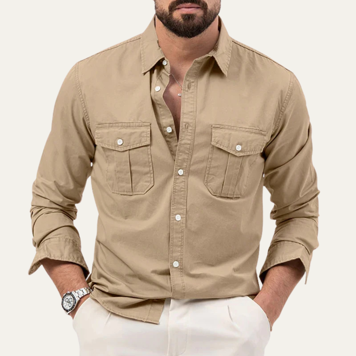 The Brookwater Men’s Retro Solid Button-Up Shirt – view 12