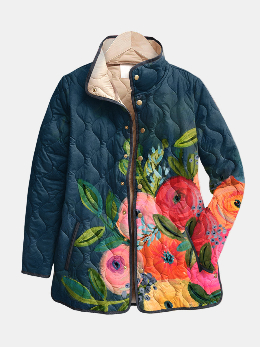 Kathleen painted floral quilted jacket for women | Ellie Dublin