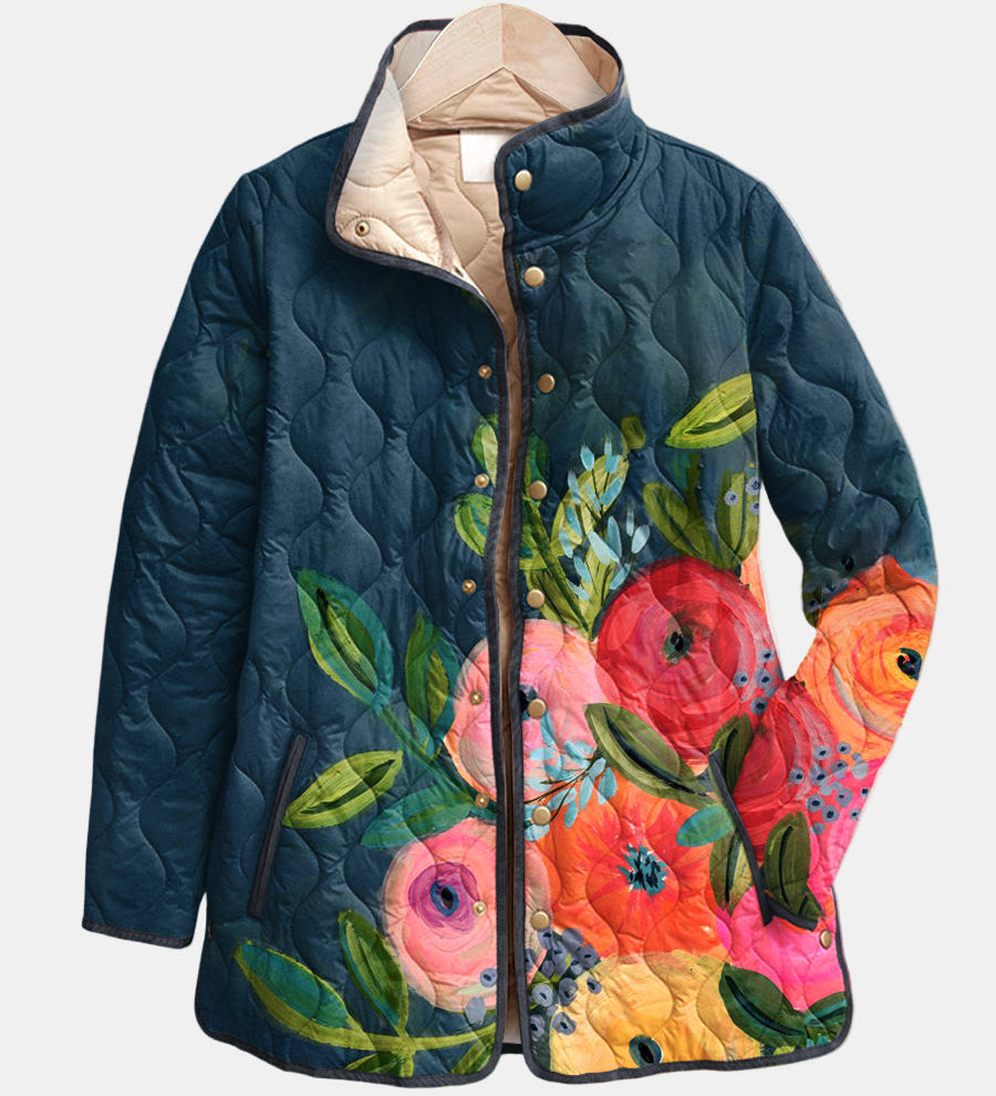 Kathleen painted floral quilted jacket for women | Ellie Dublin