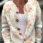 Flowers and leaves print buttoned cardigan for women | Ellie Dublin