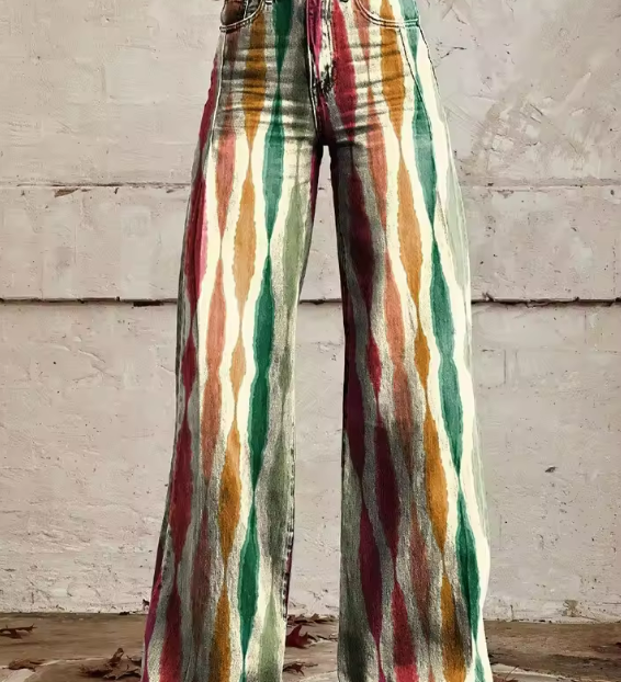 Noémie | Floral Print Natural Trousers