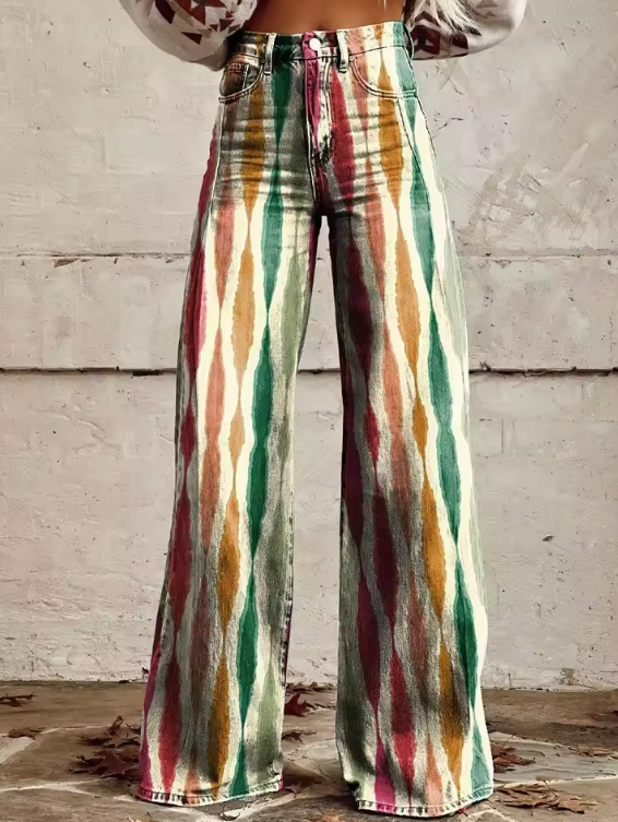 Noémie | Floral Print Natural Trousers