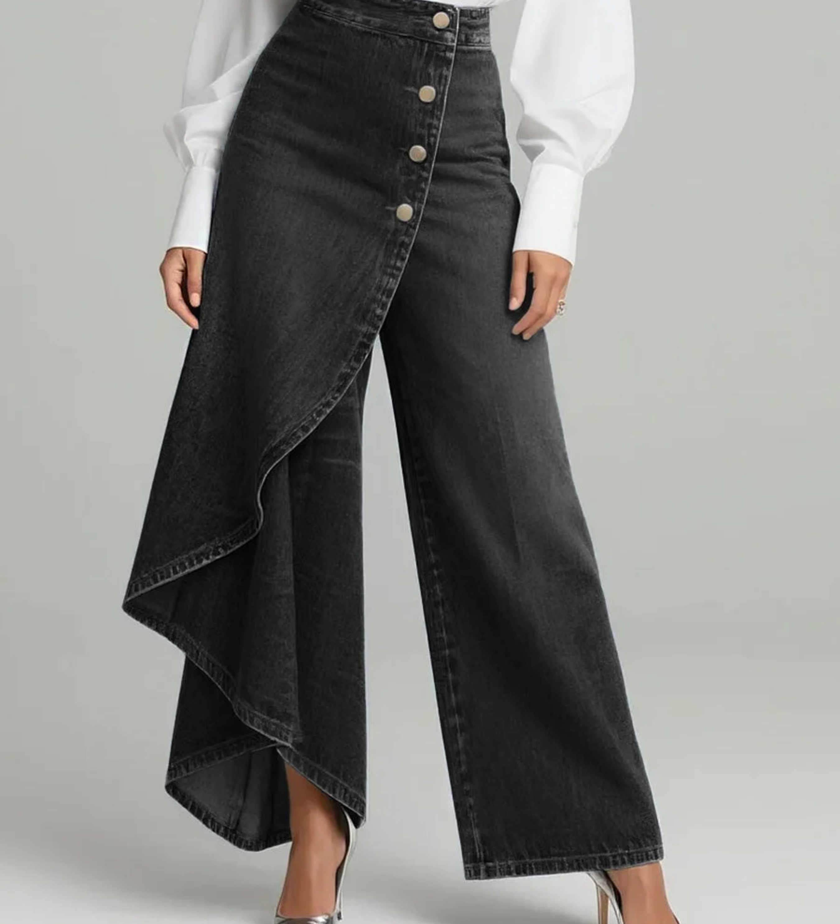 Maëlys | Denim Trousers with Tie Waist – view 4