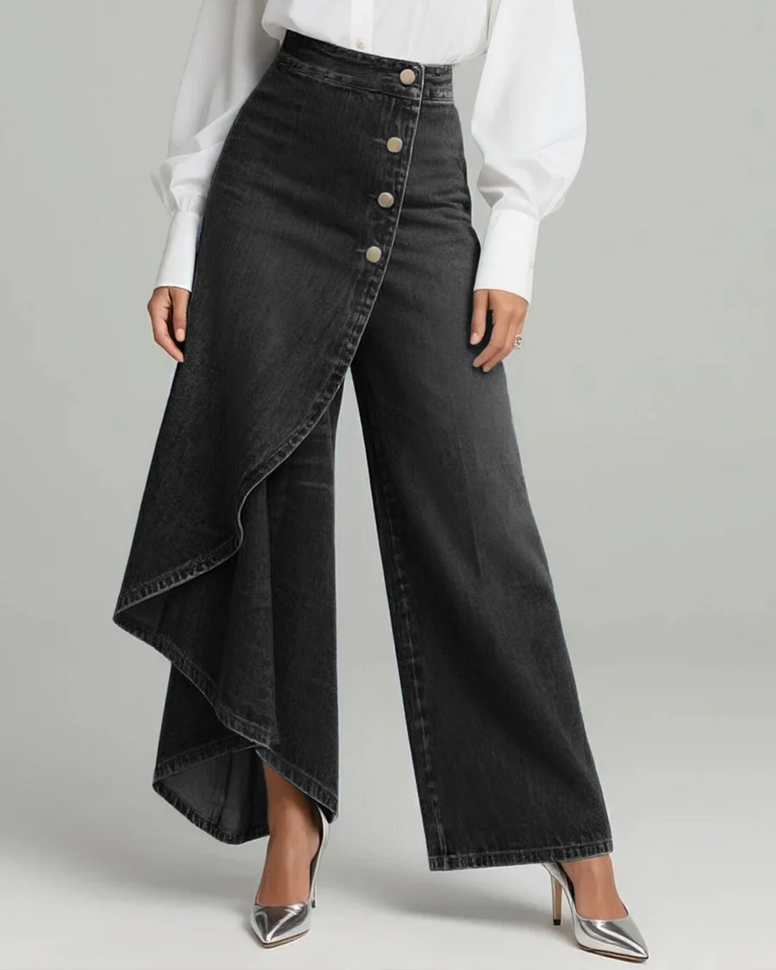 Maëlys | Denim Trousers with Tie Waist – view 4