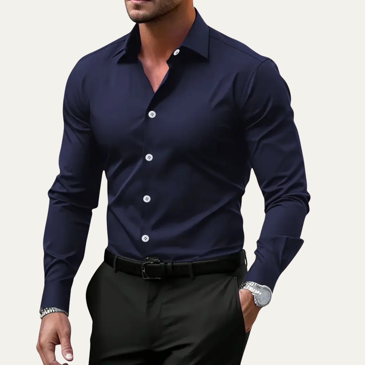 The Hawthorne Men’s Stretch Button Up Slim Fit Dress Shirt – view 9