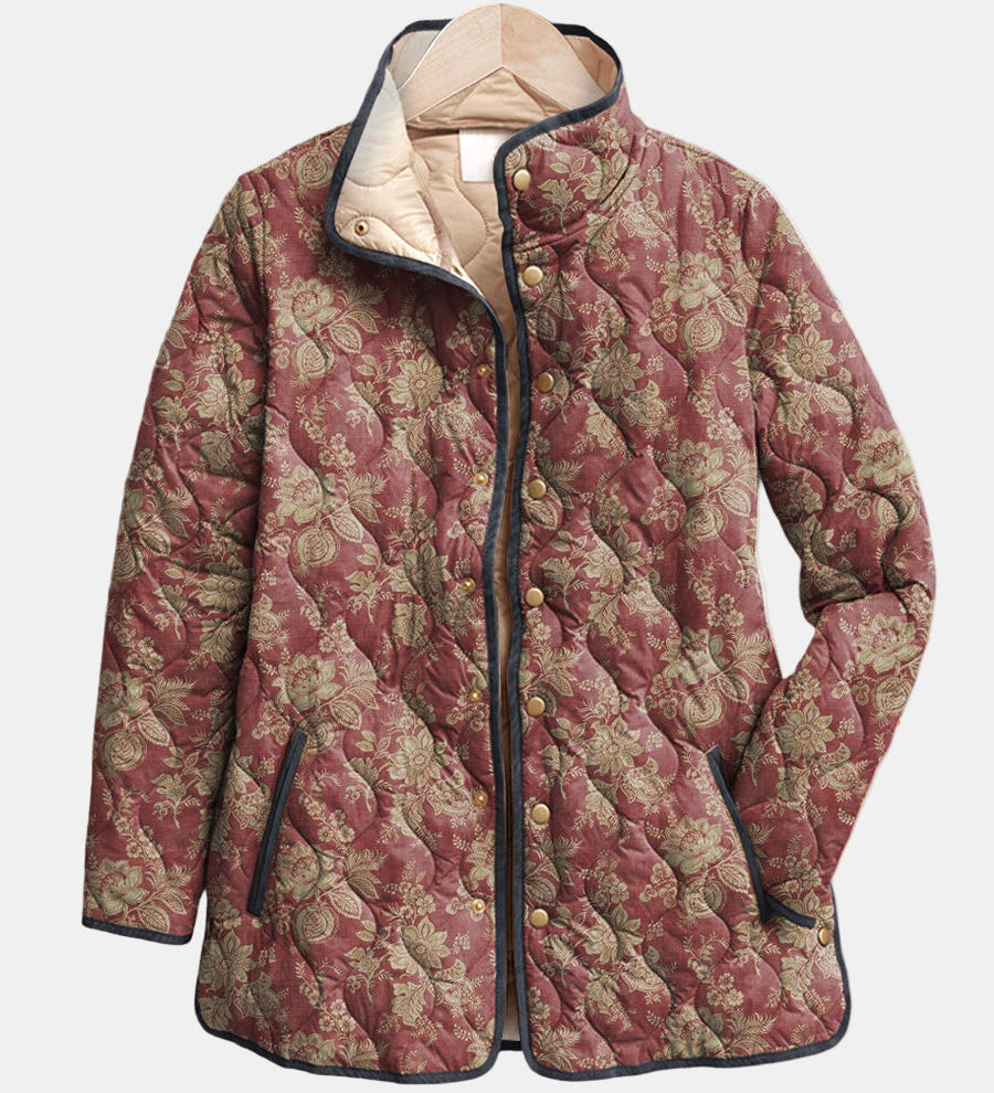 Philomena plum damask quilted jacket for women | Ellie Dublin