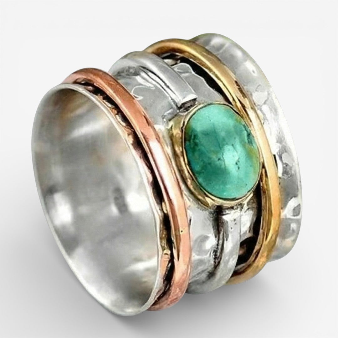 Coco - Antique Gold and Silver Turquoise Ring