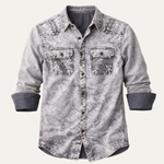 The Fairbrook Men’s Light Grey Vintage Tie Dye Denim Shirt