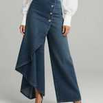 Maëlys | Denim Trousers with Tie Waist – view 3