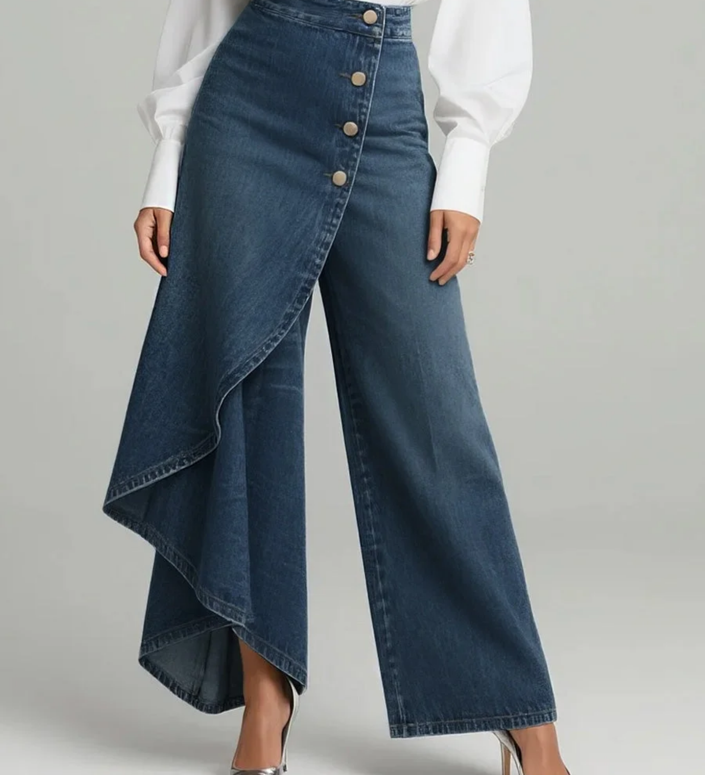 Maëlys | Denim Trousers with Tie Waist – view 3