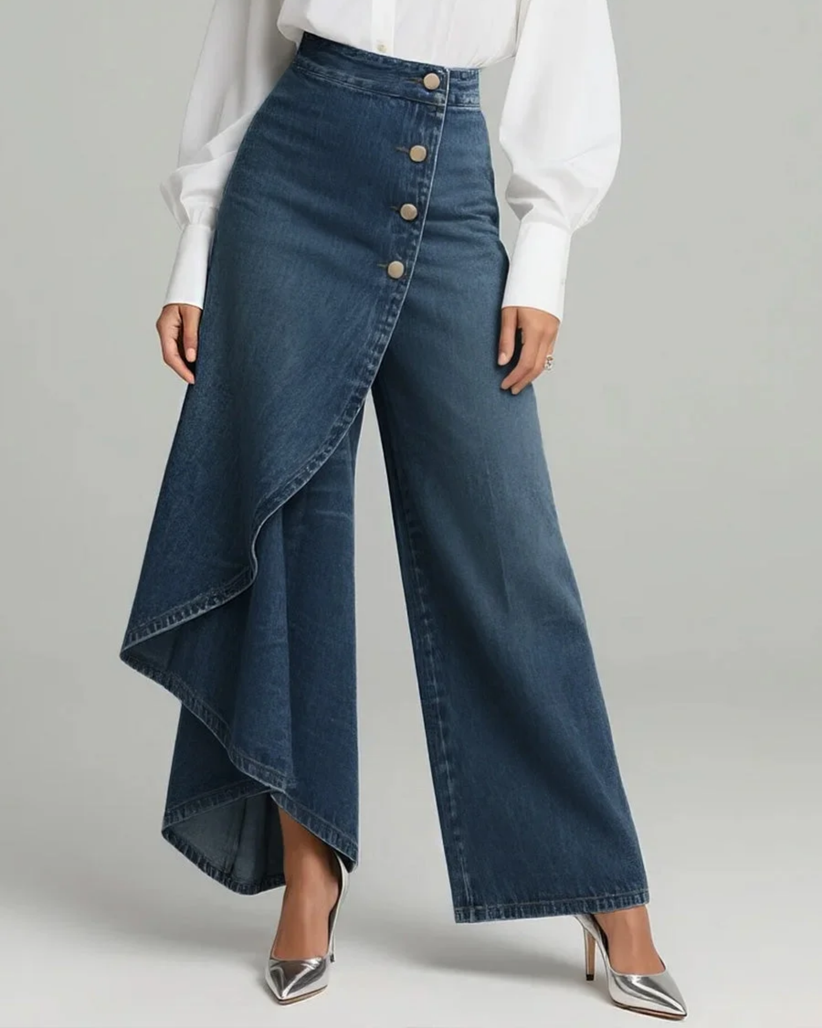 Maëlys | Denim Trousers with Tie Waist – view 3