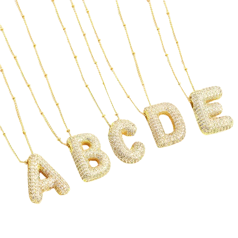 Bubble Letter Initial Necklace