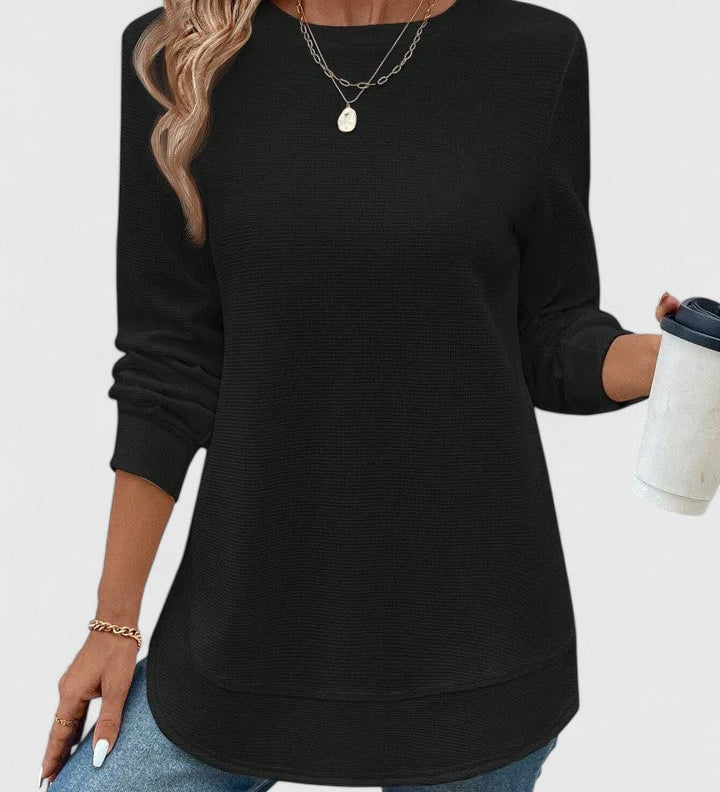Céline | Chic Long Sleeve Top with Elegant Round Neck – view 8