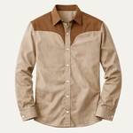 The Brookcrest Men’s Two-Tone Patchwork Western Retro Denim Shirt