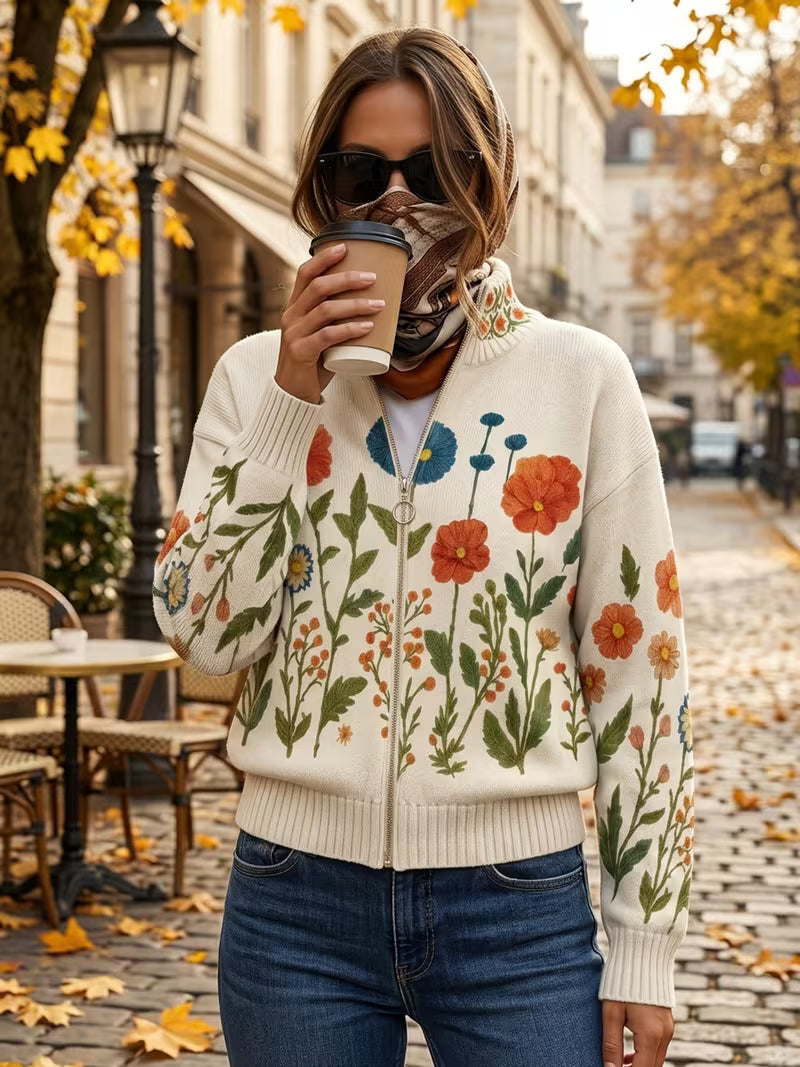 Grania wildflower zip cardigan for women | Ellie Dublin