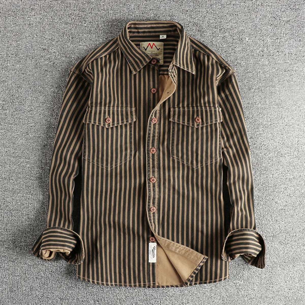 The Stratford Hill Men’s Retro Casual Button Up Striped Shirt – view 2