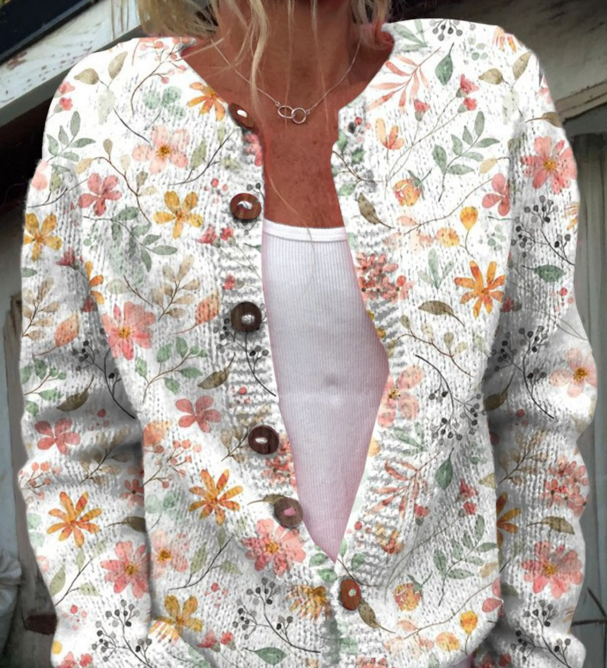Fresh little flowers print buttoned cardigan for women | Ellie Dublin