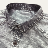 The Fairbrook Men’s Light Grey Vintage Tie Dye Denim Shirt – view 3
