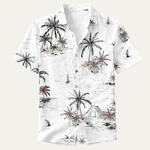 The Ridgefall Men’s Trendy Tropical Coconut Print Hawaiian Beach Shirt