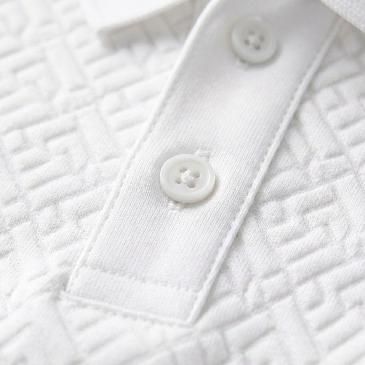 The Willowcrest Hill Men’s White Textured Elegant Polo Shirt – view 4