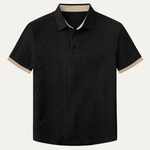 The Cedarcrest Park Men’s Elegant Textured Polo Shirt with Contrast Collar