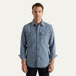 The Ridgepark Men’s Casual Vintage Striped Denim Shirt Jacket – view 2