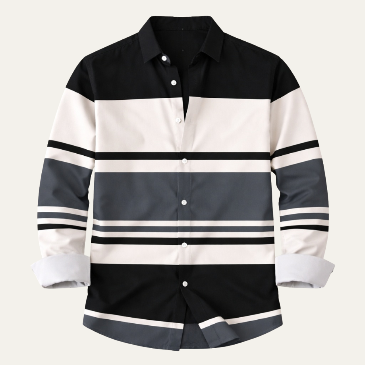 The Glenpark Men’s Modern Colour Block Striped Trendy Shirt – view 5