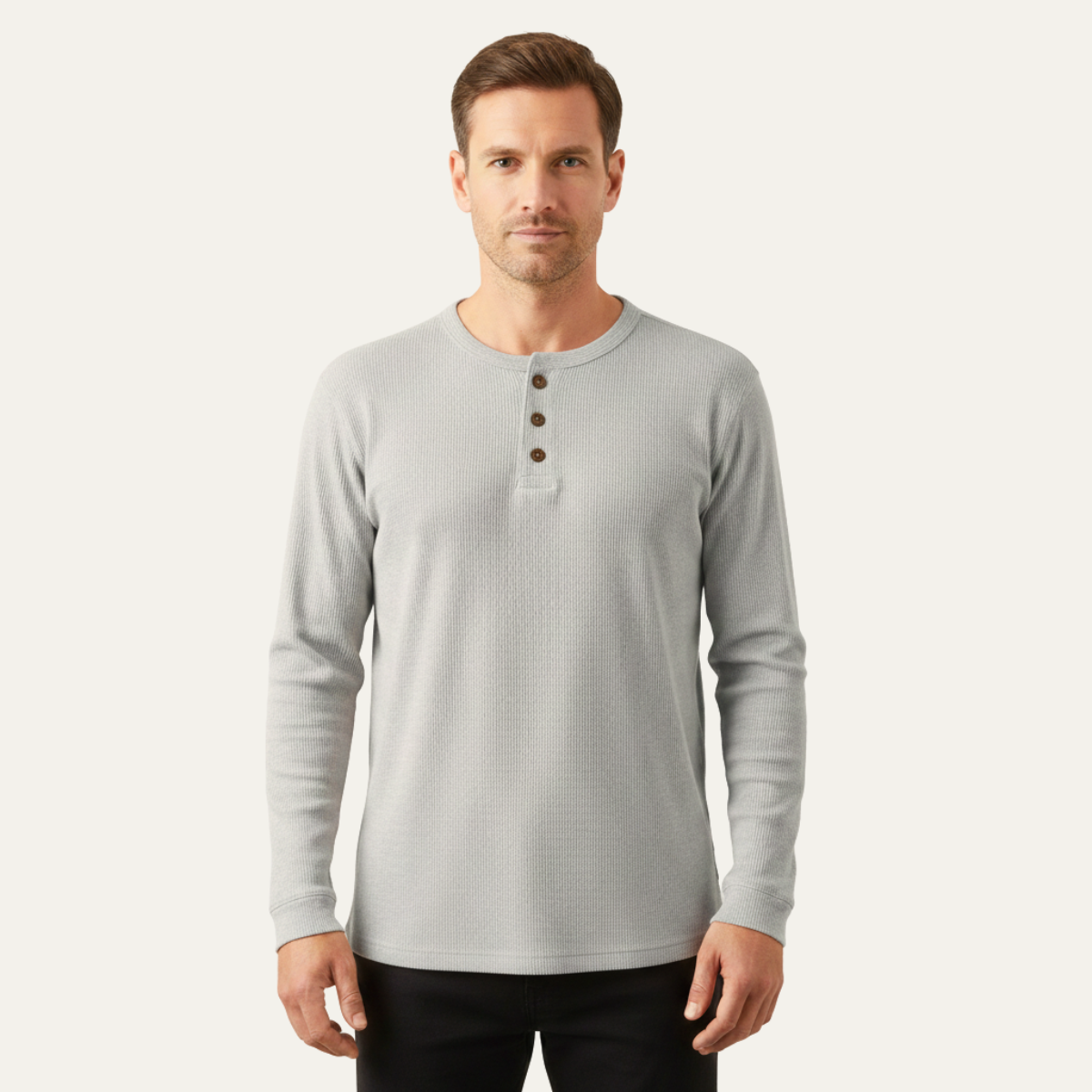 The Glenhurst Park Men’s Slim Fit Thermal Waffle Knit Henley Shirt – view 2