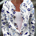 Vintage bloom art print buttoned cardigan for women | Ellie Dublin