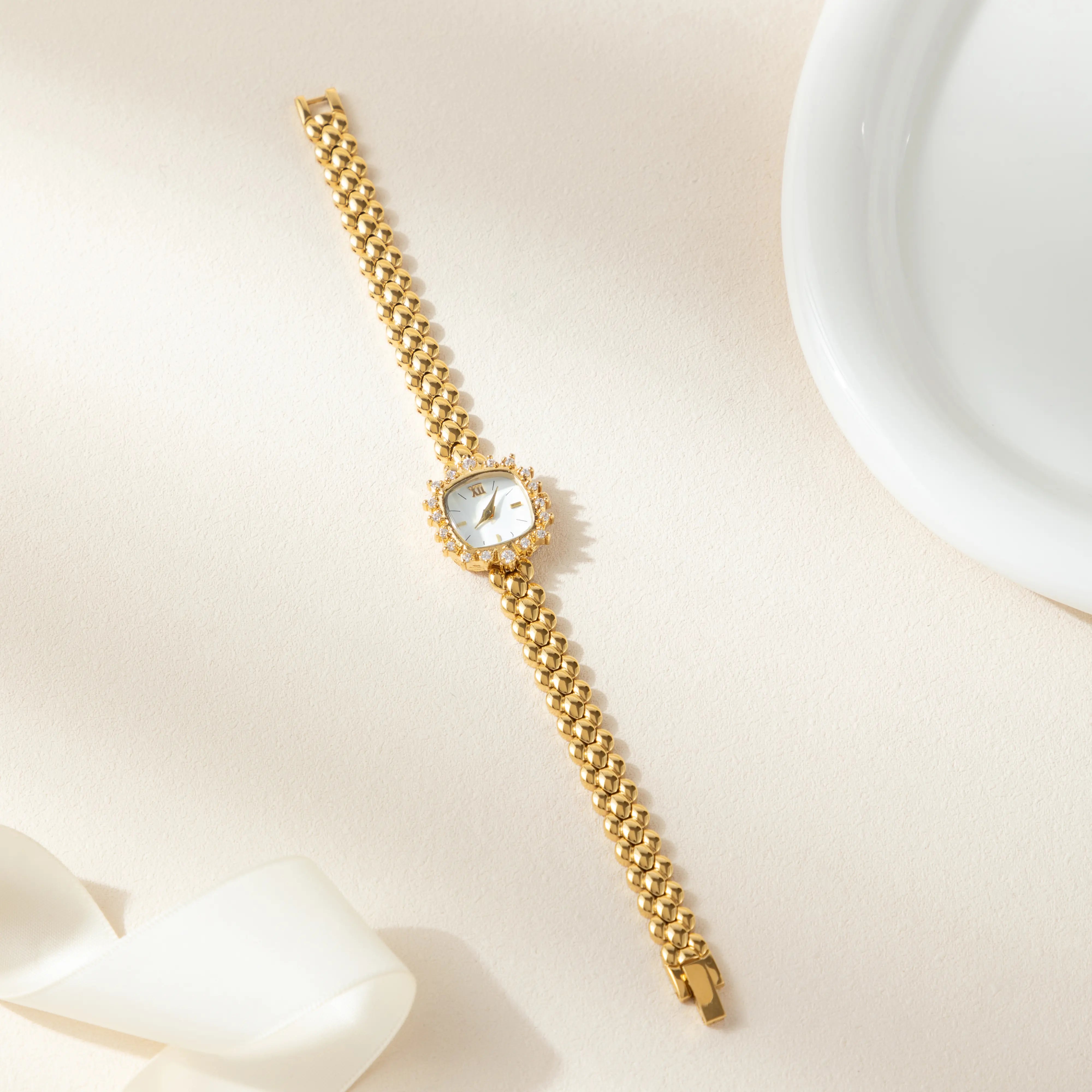 Lana® - Crystal-Accented Gold Watch with Woven Bracelet – view 4