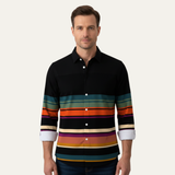 The Glenpark Men’s Modern Colour Block Striped Trendy Shirt – view 2