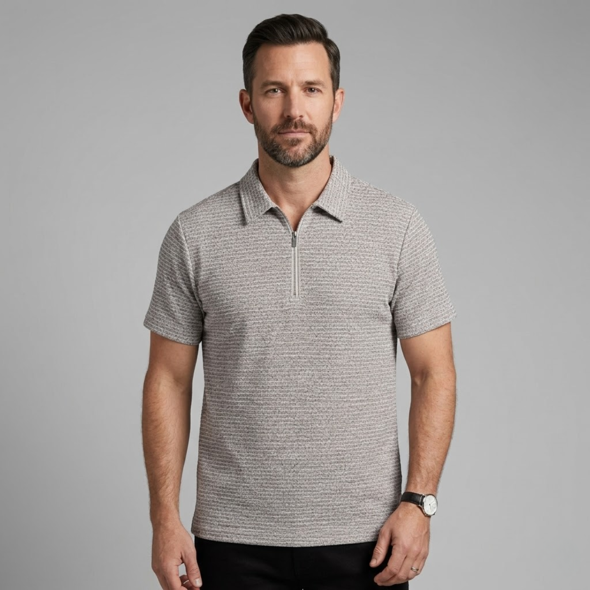 The Ravenswood Men’s Waffle Knit Half Zip Polo Shirt – view 2