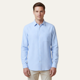 The Maplecrest Park Men’s Lightweight Blue Striped Button-Up Shirt – view 2