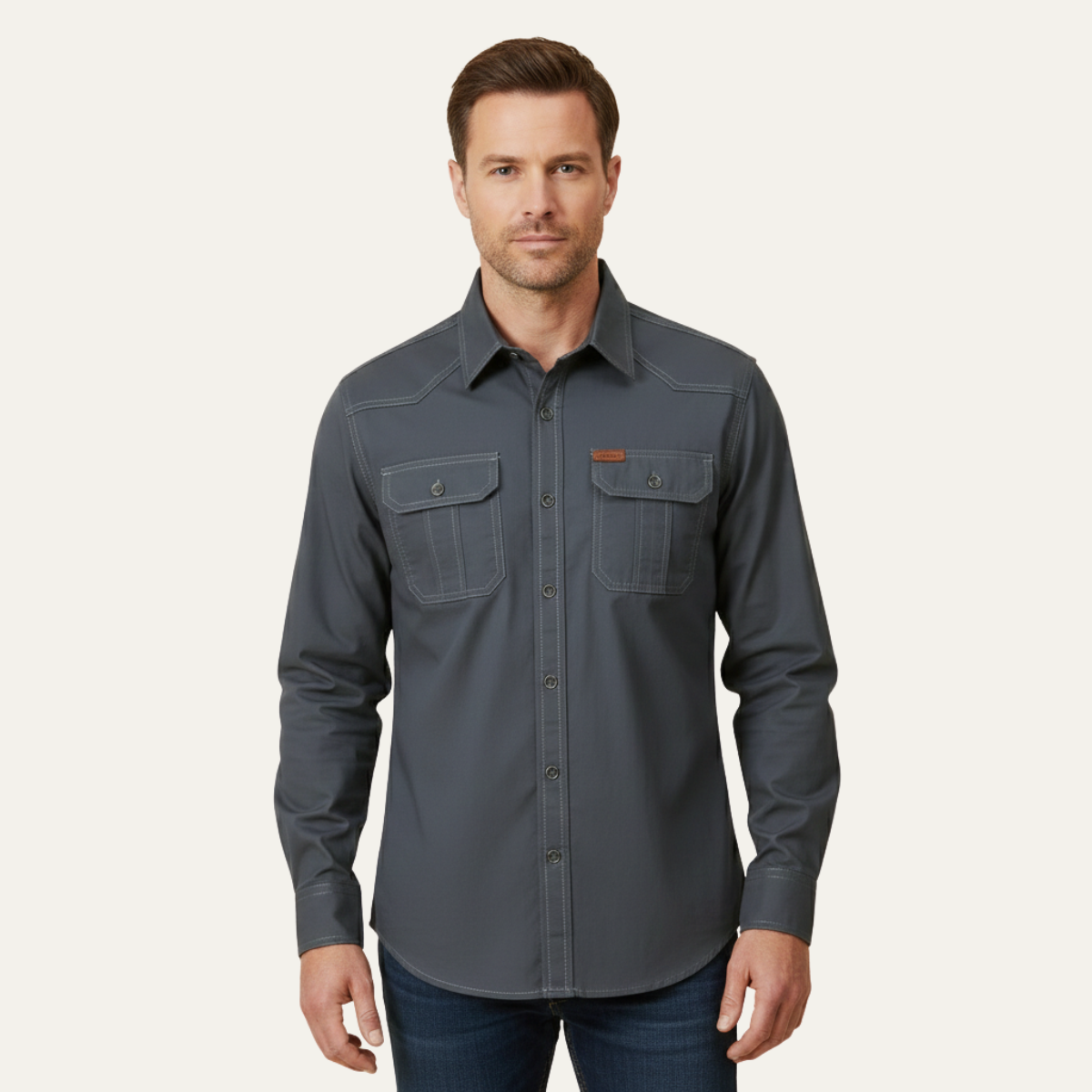 The Cedarfield Men’s Solid Colour Multi Pocket Soft Cargo Shirt – view 8