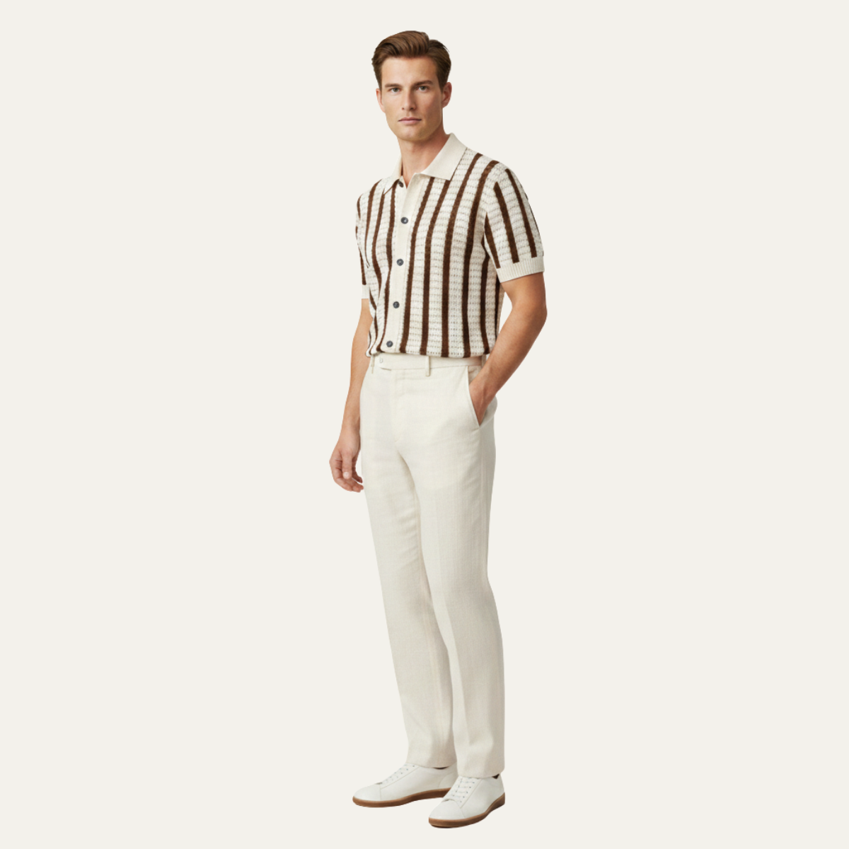 The Bristol Men’s Breathable Striped Knitted Polo Shirt – view 6