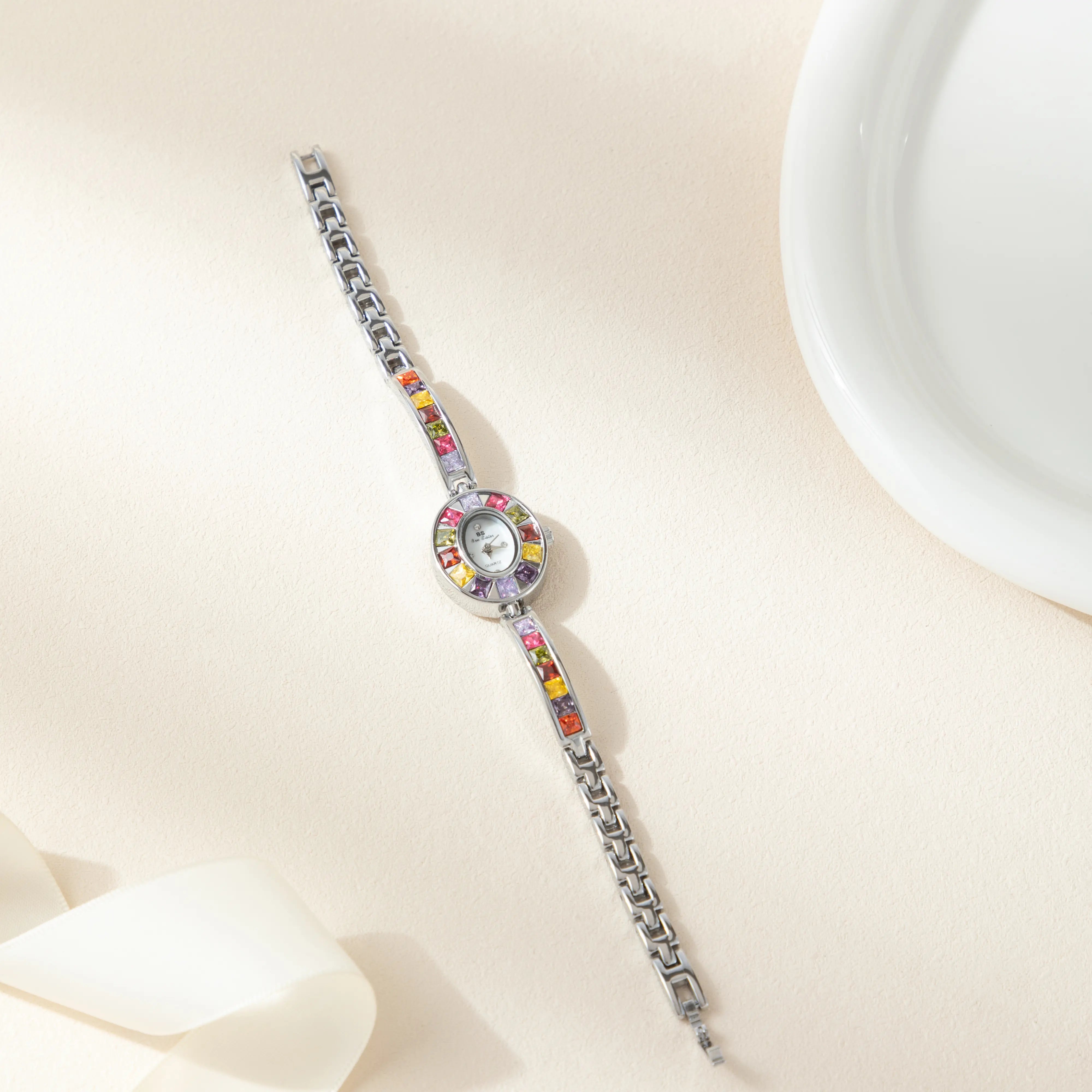 Klara® - Elegant Gold Watch Adorned with Vibrant Crystals – view 8